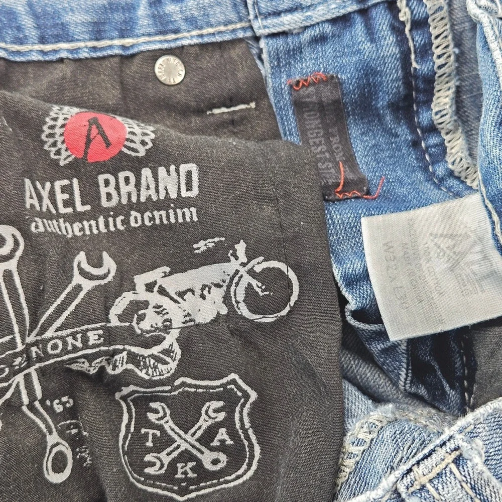 Axel Brand Wolcot Bootcut Jeans Mens 32x30 Distressed Destroyed Distressed Blue